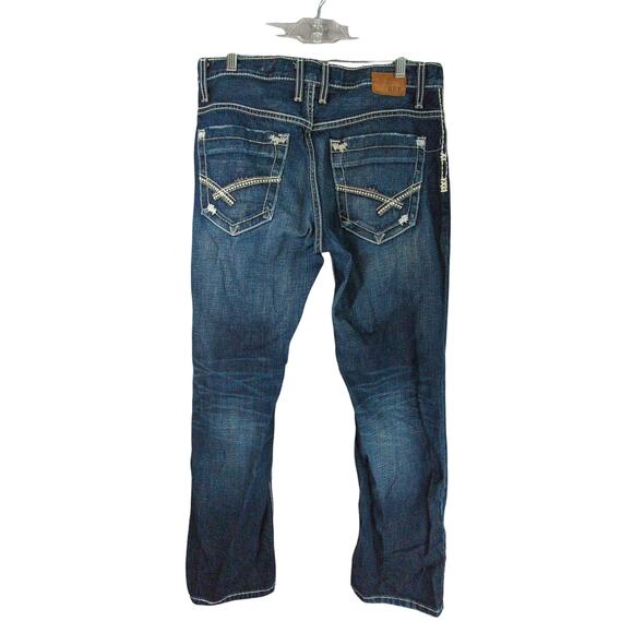 BKE Carter Jeans Mens 33 R Blue Straight Whiskering Cotton - Picture 8 of 8